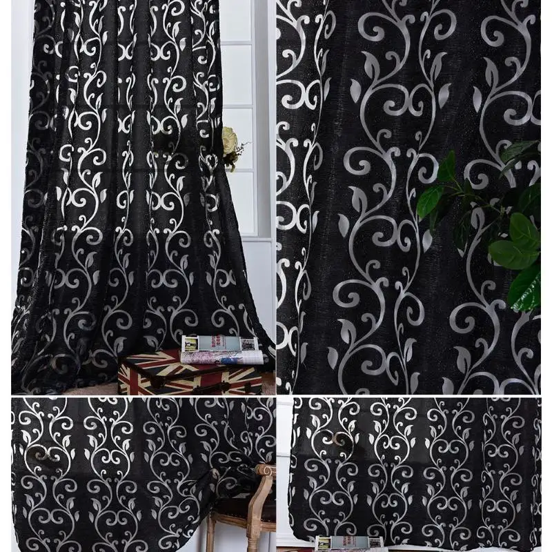 Оконные Занавески s для гостиной жаккардовые ткани роскошные полузатемненные панельные занавески s короткие черно-белые занавески
