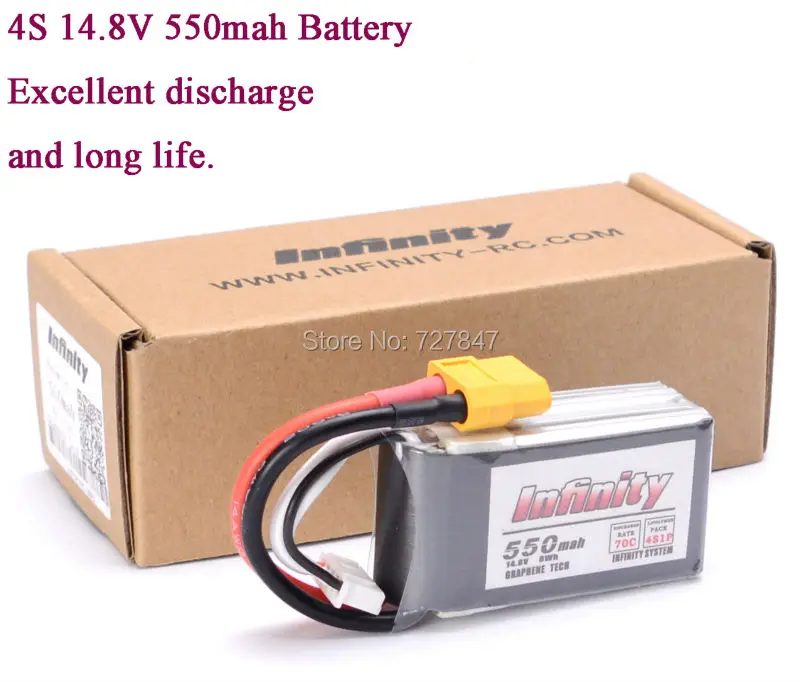 

Rechargeable Lipo Battery For Infinity 4S 14.8V 70C 550mAH Lipo Battery With XT60 Plug Connector