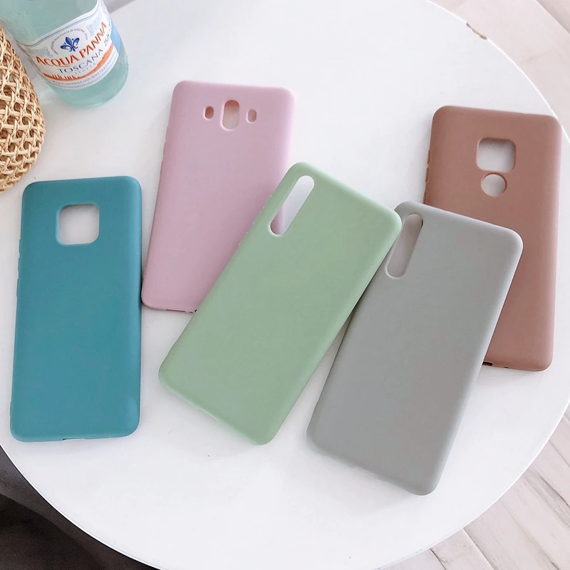 

Matte Solid Color Silicone Couples Cases For Huawei Nova 2S 3 3i 4 Honor 9 10 P10 Plus P20 Pro Cute Candy Color Soft Phone Case