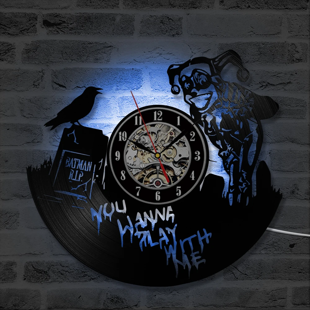 Batman And Harley Quinn Vinyl Record Clock DC Comics Wall Art Home Decor Gift for Boys and Girls