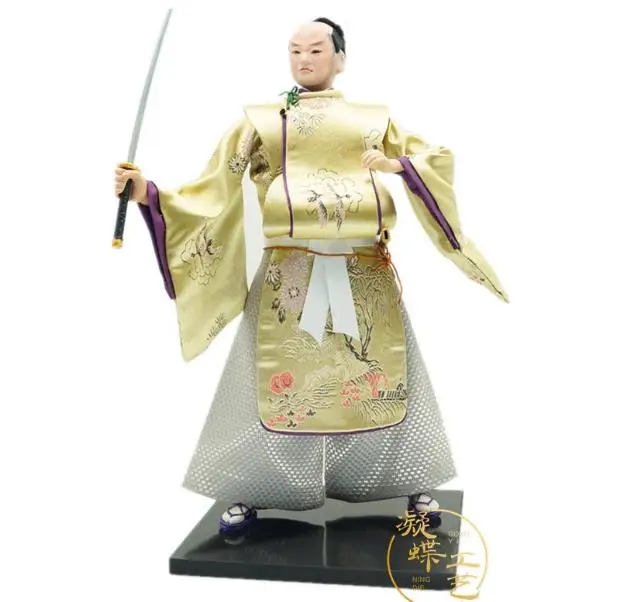Japanese resin dolls samurai dolls humanoid figurines wooden base home