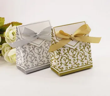 

500pcsWedding Favor chocolate Candy Box with Ribbon wedding souvenirs lembrancinha de casamento decoration mariage
