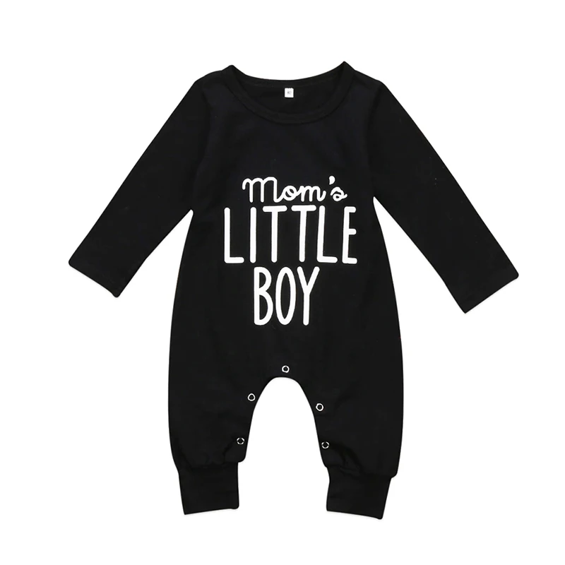 

2018 New Fashion Newborn Toddler Infant Baby Boys Romper Long Sleeve Jumpsuit Playsuit Little Boy Outfits Black Clothes