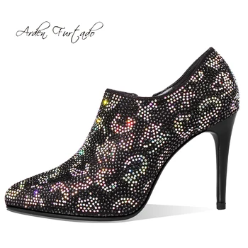 

Spring and autumn 2019 fashion women's shoes silver stilettos heels pointed toe crystal rhinestone small size 33 big size 41