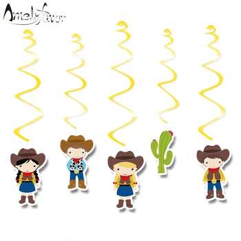 

Cowboy Theme Ceiling Hanging Swirl Decoration Western Cowboys Cowgirls Cactus Grand Event Birthday Party Decorations Supplies