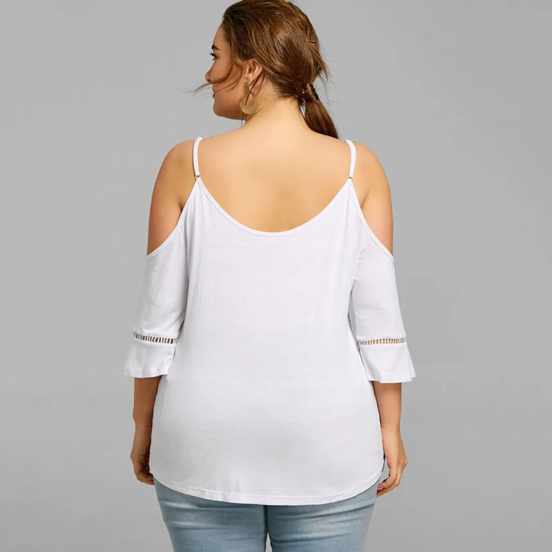 PlusMiss плюс размер 5XL сексуальное с открытыми плечами Boho пляжные Топы женские