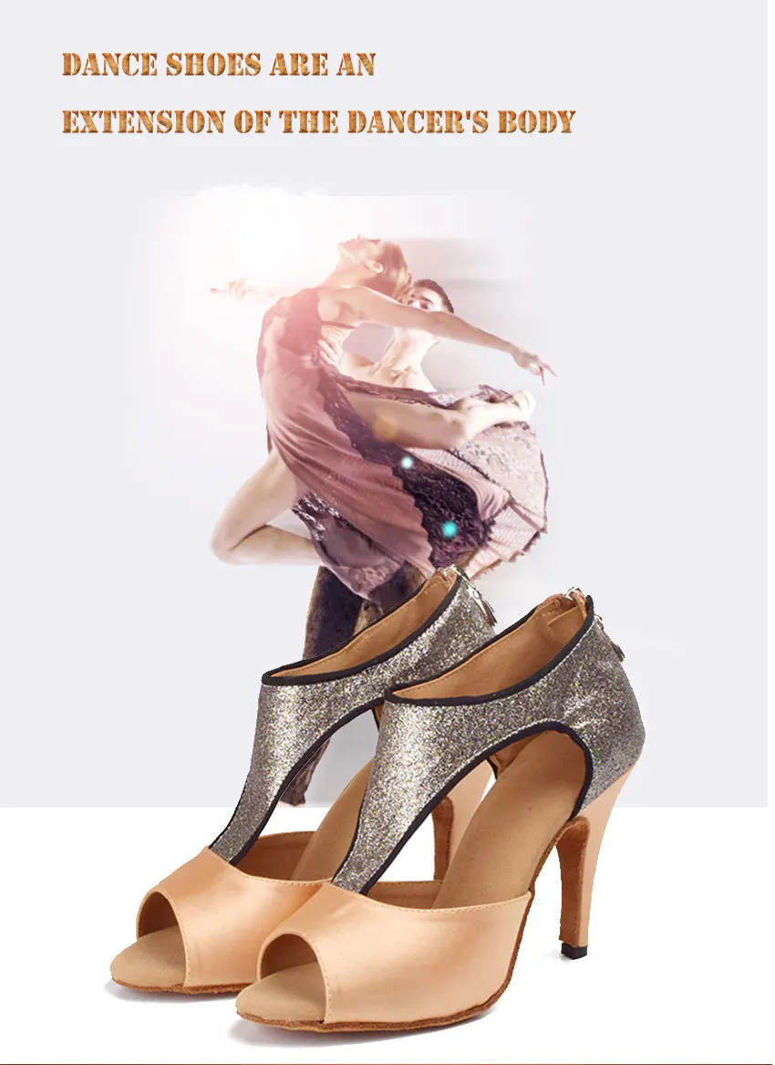 Женская сатиновая квадратная танцевальная обувь на молнии, танцевальная обувь для латинских танцев, сальсы, танцевальная обувь для латинских танцев, женская обувь для выступлений, бальные туфли, Размеры 35-44