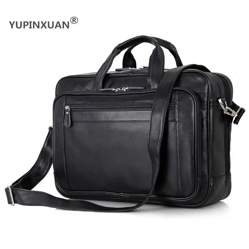

YUPINXUAN Large Capacity Mens Cow Leather Handbags 17" Laptop Travel Messenger Bags Big Genuine Leather Briefcase Big Office Bag