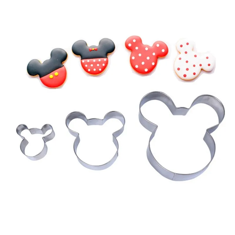 3pcs Mickey Cookie Cutter Fast Shipping Stainless Steel Cut Biscuit Mold Cooking Tools Set Vegetable Chopper Kitchen Accessories  (1)