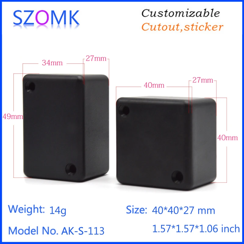 szomk plastic enclosure for electronics plastic case small black instrument housing junction box customizable equipment enclosure (15)