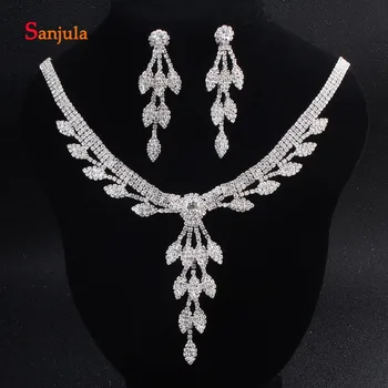 

Stunning Rhinestones African Wedding Jewelry Sets for Women Long Stud Earrings Gorgeous Women Party Necklace bijoux luxe JS18