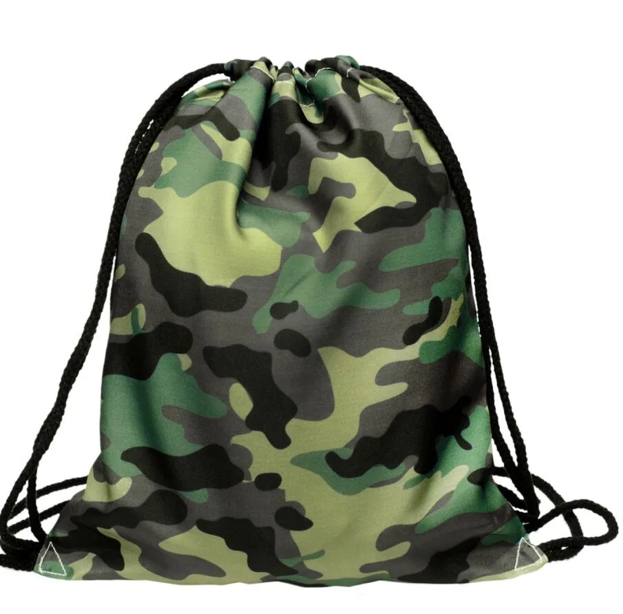

ISHOWTIENDA School Bag Camo Drawstring Backpack Men Waterproof Drawstring Bag Packing Cubes Large Capacity Mochila #WL
