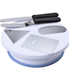 6 шт./компл. 11 дюймов круглый украшения торта проигрыватель Волшебные торт стенд с 2 угловой Обледенение шпатель 3 Обледенение гладкой центру