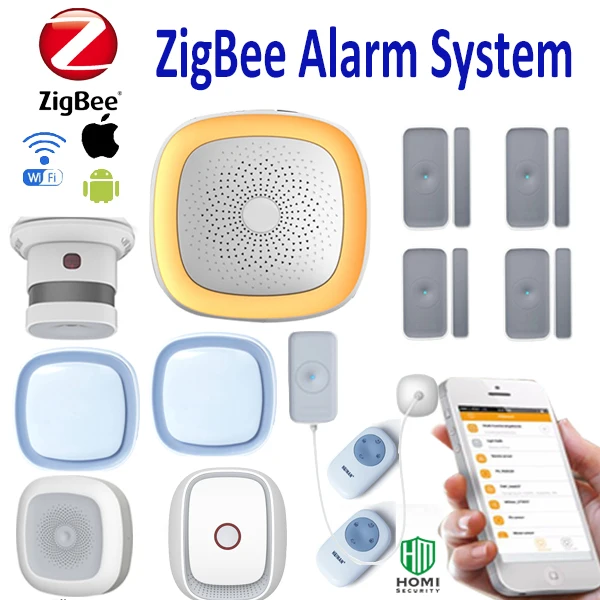Zigbee WiFi IOS Android APP control smart alarm system fire thief alarm