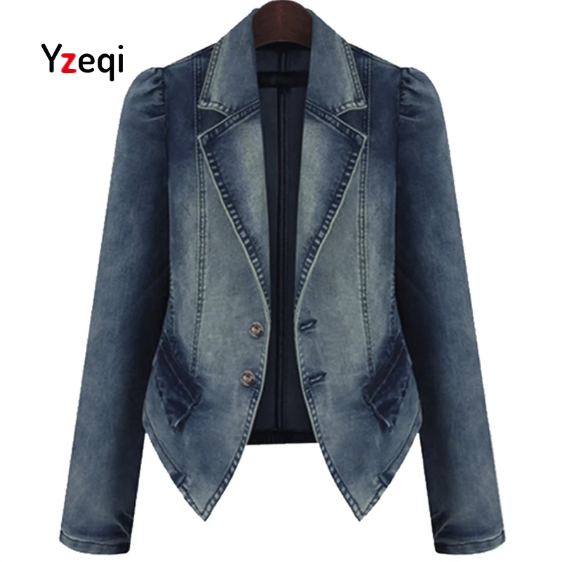 Koop Yzeqi Nieuwe 2018 Denim Jas Vrouwen Plus Size 5xl Slim Distress Jean Jasje Tops Korte Jas Vrouwelijke Overjas Bovenkleding Vrouwen