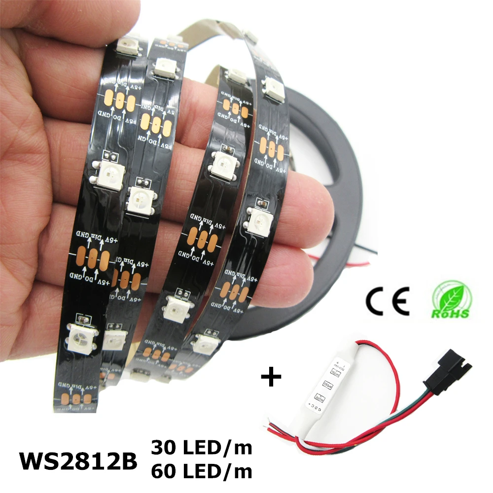 Пиксельная Светодиодная лента WS2812B 30LED 60 светодиодный/m 5050 RGB Dream Color с контроллером