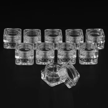 

10Pcs 5g Clear Small Empty Acrylic Jars Square Shape Pot Container with Lids, 2.9 x 2.9 x 2.4 cm