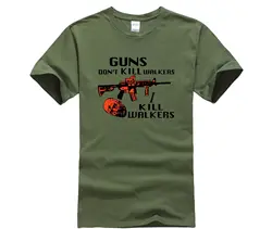 Мужская крутая футболка с коротким рукавом с принтом «GUNS Don't KILL WALKERS», эксклюзивная Новинка 2019 года, модная футболка