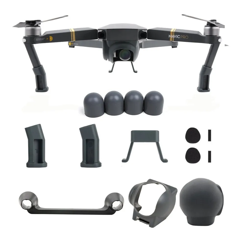4 in 1 Accessories Kits Landing Gear Lens Hood Sunshade with Silicone Cover Motor Cap Remote Joystick Bracket For DJI Mavic | Электроника