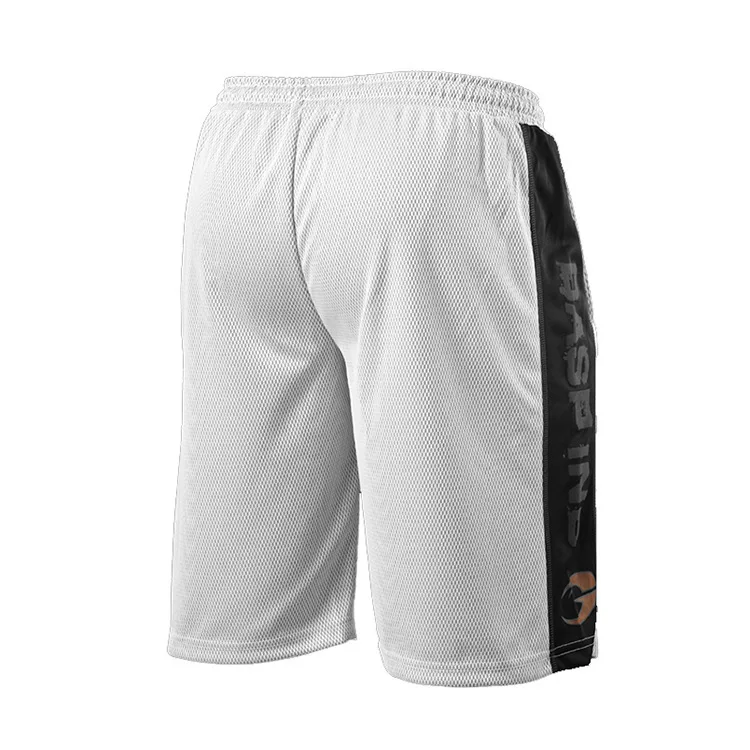 BINHIIRO Summer Men Casual Shorts Cotton Polyester Breathable Drawstring Straight Knee Length Letter Patchwork Men Sports Shorts