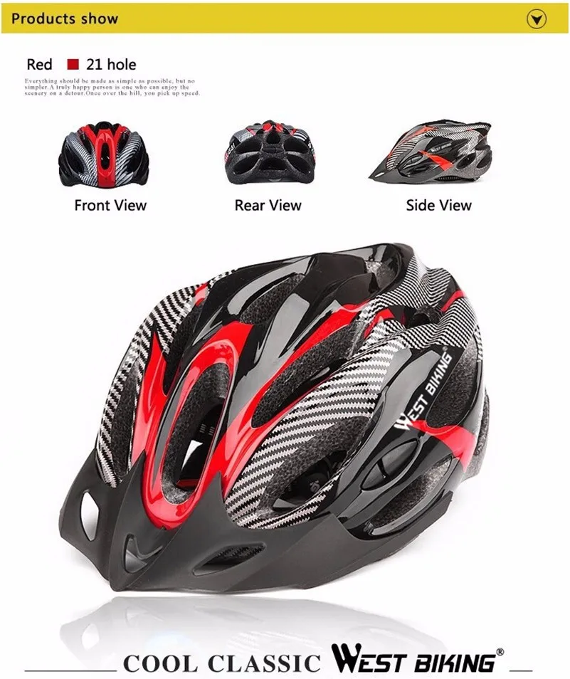 WEST BIKING Ciclismo Bicycle Helmet Starlet Wave Cycle PVC 21 Vents Cycling Professional Bike MTB Road Safety Helmets 56-61cm