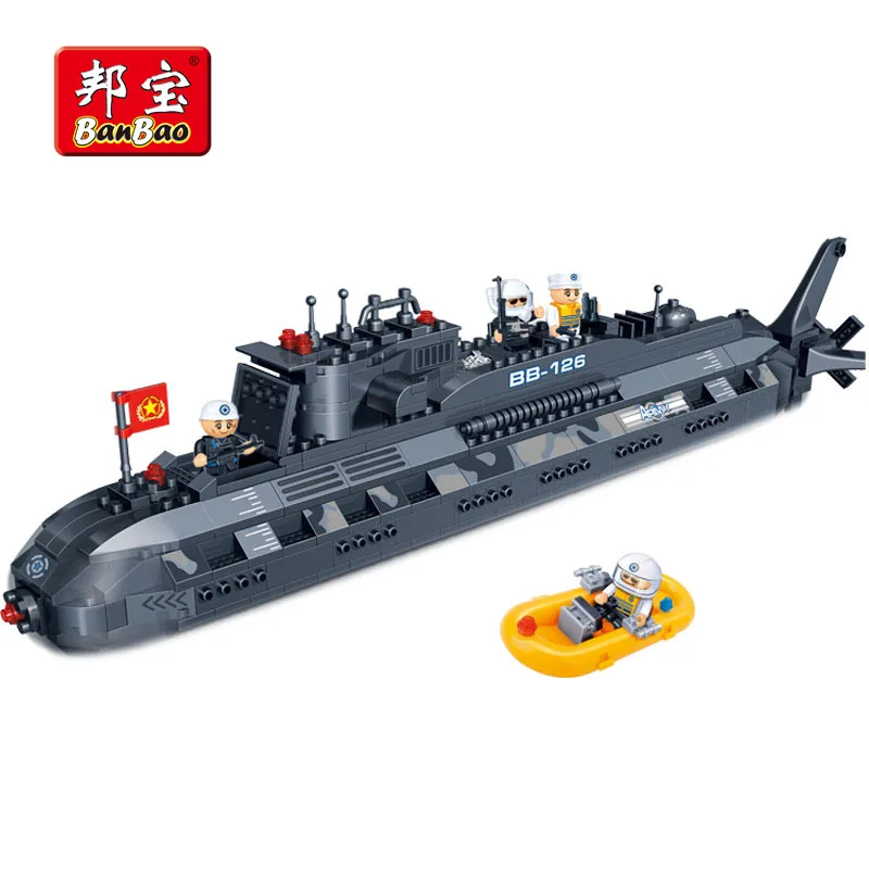 

BanBao Military Submarine Warships U-boat Building Blocks Educational Toy Model 6201 Children Kids Bricks Compatible With legoe