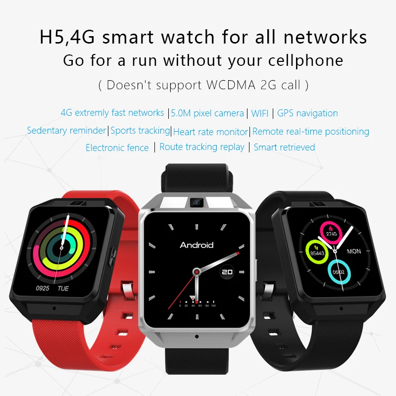 Focus Smart H5 Smart Watch Phone 2MP Camera BT4.0 GPS Nano SIM Card 1.1GHz 1G+8G Heart Rate Monitor Smartwatch Android 6.0