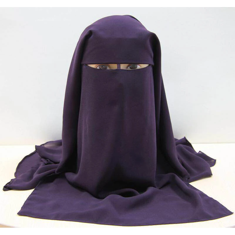 Мусульманская бандана шарф исламский 3 слоя Niqab Burqa капот хиджаб кепки головные уборы с вуалью черное покрытие лица абайя стиль обёрточная бумага головной убор