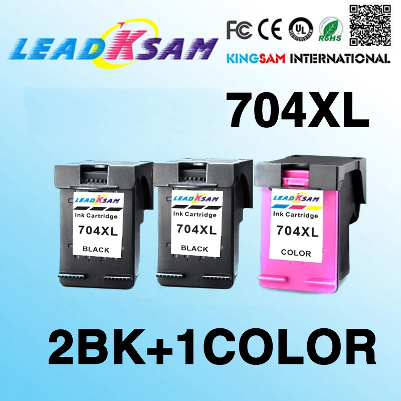 1BK + 1 цветной чернильный картридж совместимый для hp704 704xl CN692A CN693A deskjet 2010 2060|ink
