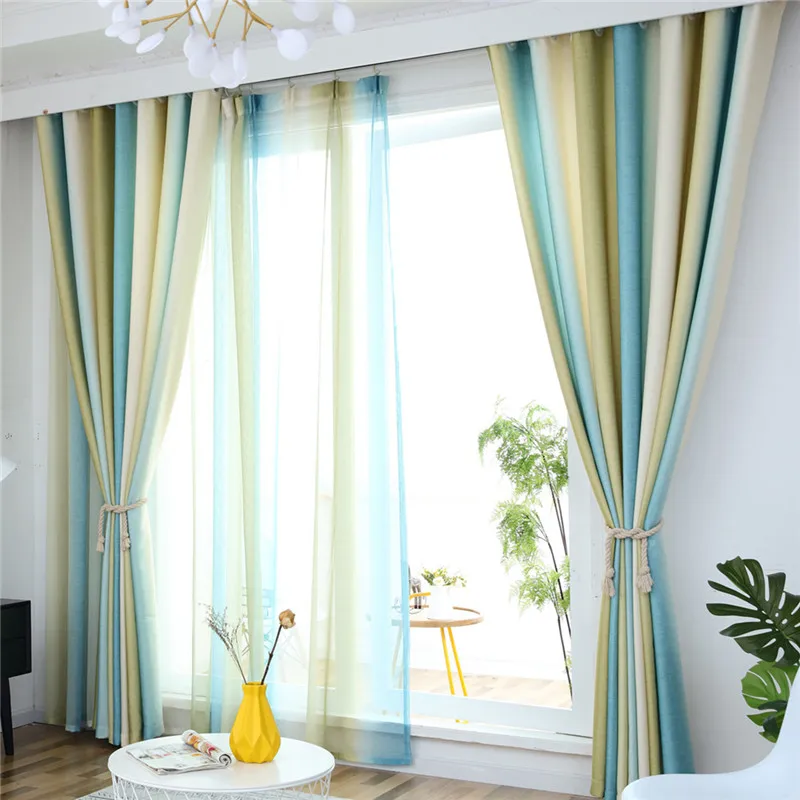 Скандинавские простые шторы для гостиной, столовой, спальни, ткань на заказ, средиземноморский балдахин, полосатые шторы, окно законченный