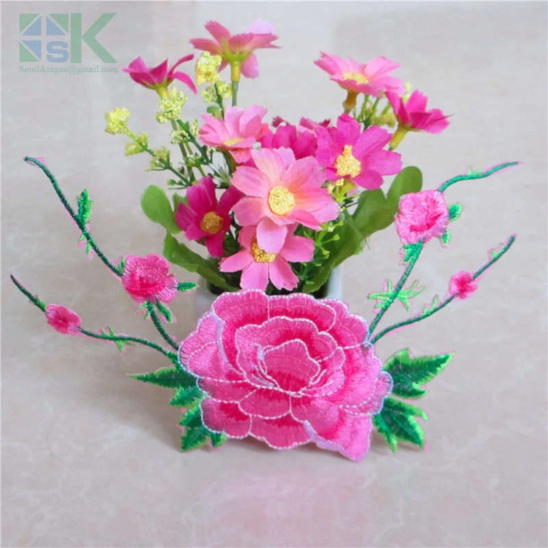 Online Whole Nice Pink Flowers From China Lovely Patches 5pc Nice Pink Flower Stickers Embroidered Iron On For Clothing Bag New Diy