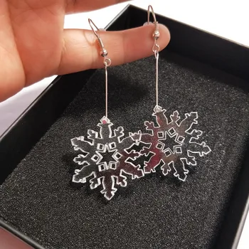 

Vintage Dangle Earrings Acrylic Clear Snowflakes Pattern Drop Earring For Women Zinc Alloy Pendientes Mujer Moda Accessories
