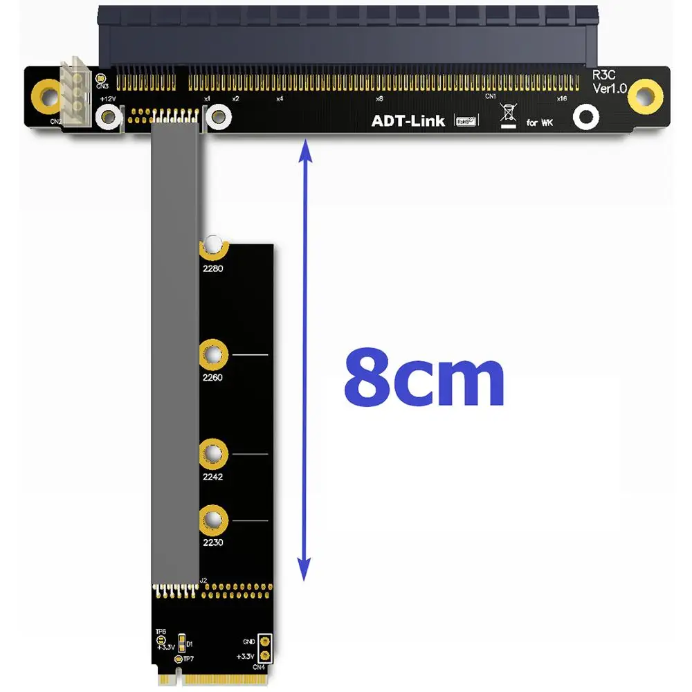M.2 к удлинительному кабелю PCIe 16x поддержка X11050ti 1060ti 1080ti RX580 Riser Card x16 PCI e для NVIDIA AMD A N