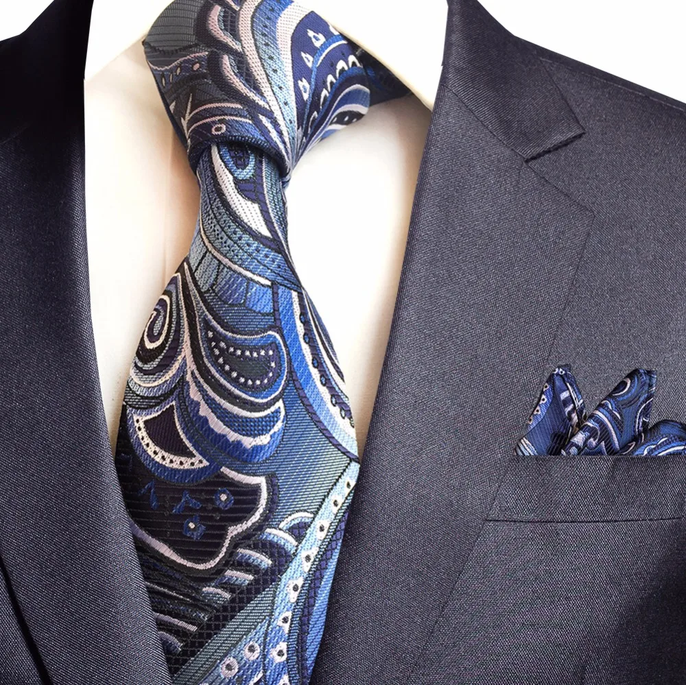 GUSLESON Пейсли жаккардовый тканый Мужской Шелковый галстук платок Набор шеи галстук 8 см Полосатый галстук для мужчин костюм Бизнес Свадьба