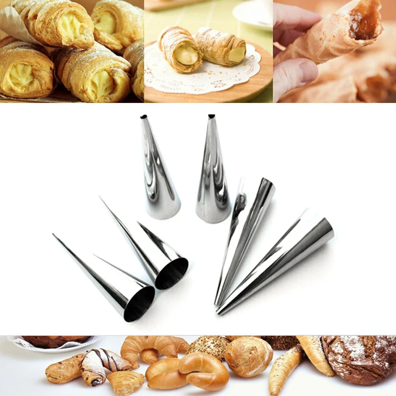 10 PCs/set Stainless Steel Spiral Croissants Molds Decor Pastry Cream Horn Cake Bread Mold Conical Tube Cone Roll Moulds | Дом и сад