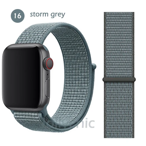 Ремешок для Apple Watch Series 4 3/2/1 полосы 38 мм 42 мм нейлон мягкая дышащая сменная Спортивная петля для iwatch 4 3 2 1 40 мм 44 мм - Цвет ремешка: storm grey