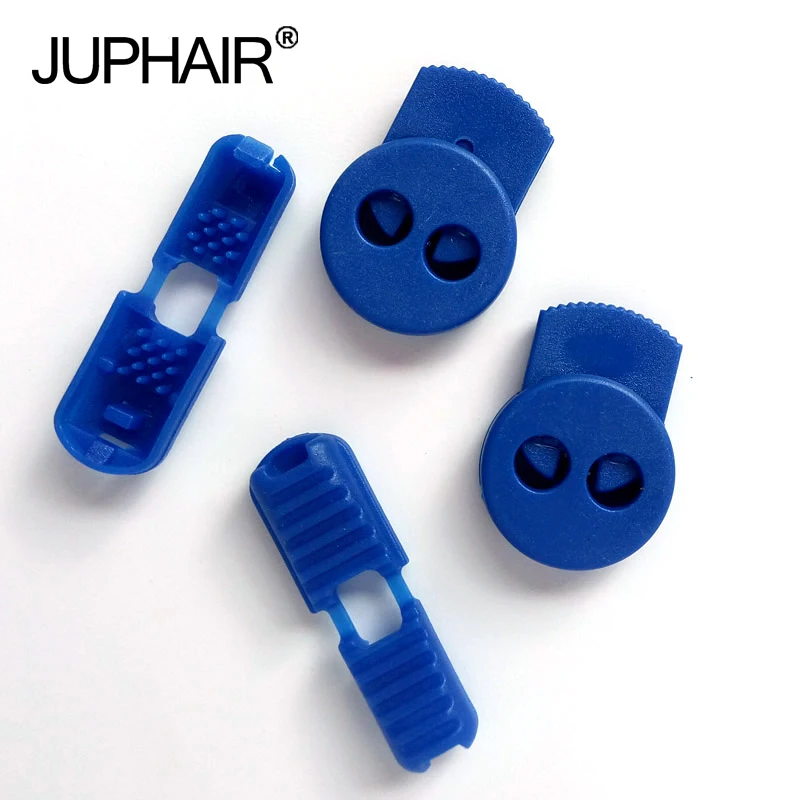 

JUP1-50 Sets Blue Flat Buckle Elastic Shoes Buckles Hole Plastic Stopper Bean Toggle Clip Apparel Shoelace Sportswear Accessorie