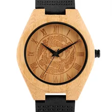 Black/ Brown Genuine Leather Band Strap Wooden Watches Handmade From Bamboo Wood Casual Creative Log Wrist Watch For Men Boys Black/ Brown Genuine Leather Band Strap Wooden Watches Handmade From Bamboo Wood Casual Creative Log Wrist Watch For Men Boys