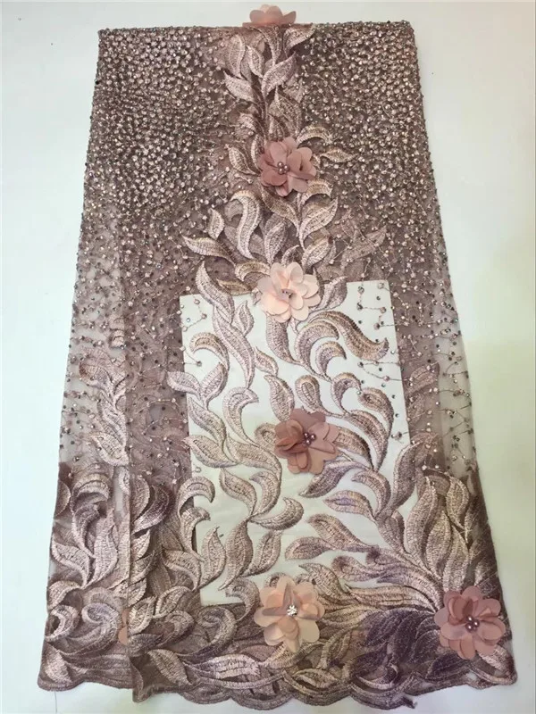 3D кружевная ткань Высокое качество сетка вышивка аппликация 3D цветок тюль нигерийские кружевные ткани розовый, зеленый, черный, фиолетовый