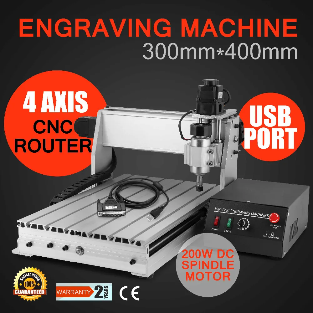4 Axis Router Machine USB CNC 3040T Engraver Machine 400W Engraving 3D Cutter 