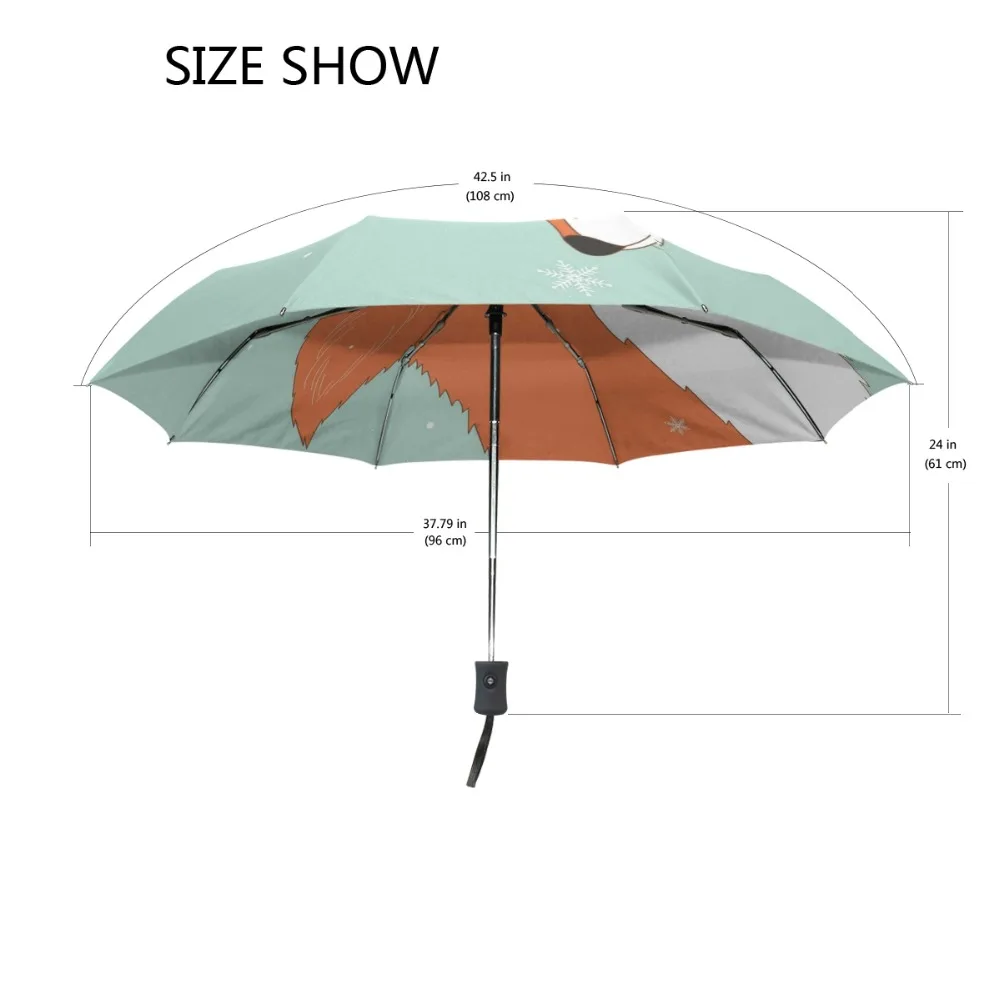 Creative Fox Automatic Folding Umbrella Rain Women Light Weight Windproof Girl Umbrella kids Gifts Travel Paraguas