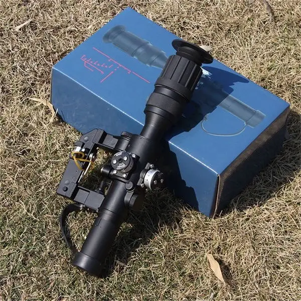 New Optical Sight Tactical Hunting SVD Dragunov Optics 4x26 Red Illuminated Rifle Scope Airsoft Red Dot Sight Sniper AK rifle - Цвет: Черный