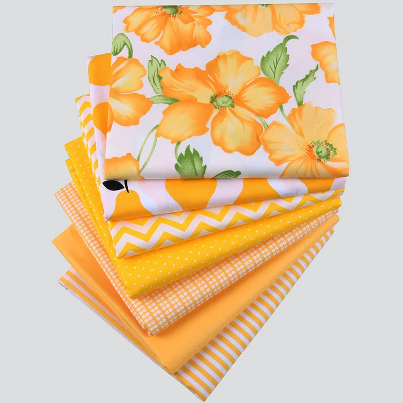 

Nanchuang 7Pcs/Lot Yellow Series Printed Fabric Patchwork Cloth DIY Sewing&Quilting Fat Quarters Material For Baby&Children
