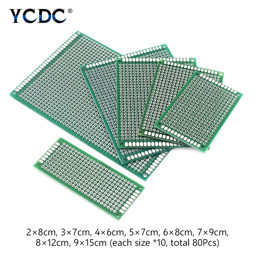 8 Sizes Mix PCB Prototype Circuit Board Double sided Strip Breadboard