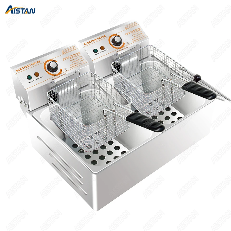 HY81 HY82 Electric Commerical Deep Oil Fryer Stainless Steel Chicken Chips Fish Potato Fried High Power 6 Liters 12 Liters