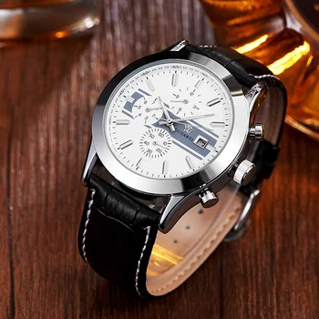 

New OYW Brand Automatic self Wind Mechanical Men Wristwatches Genuine Leather Strap White fashion business Male Watches Gifts