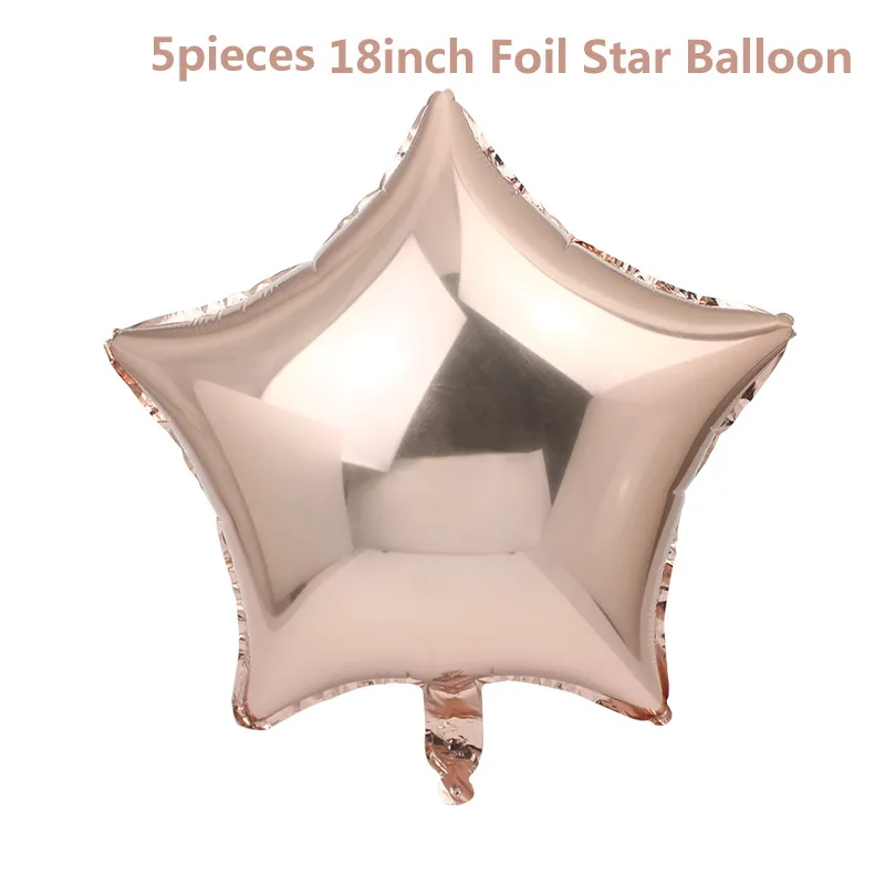 HUADODO Rose Gold Air Balloon Star Heart Foil Balloons for Wedding Party Decor Happy Birthday Decorations Baby Shower - Цвет: 5pcs Star