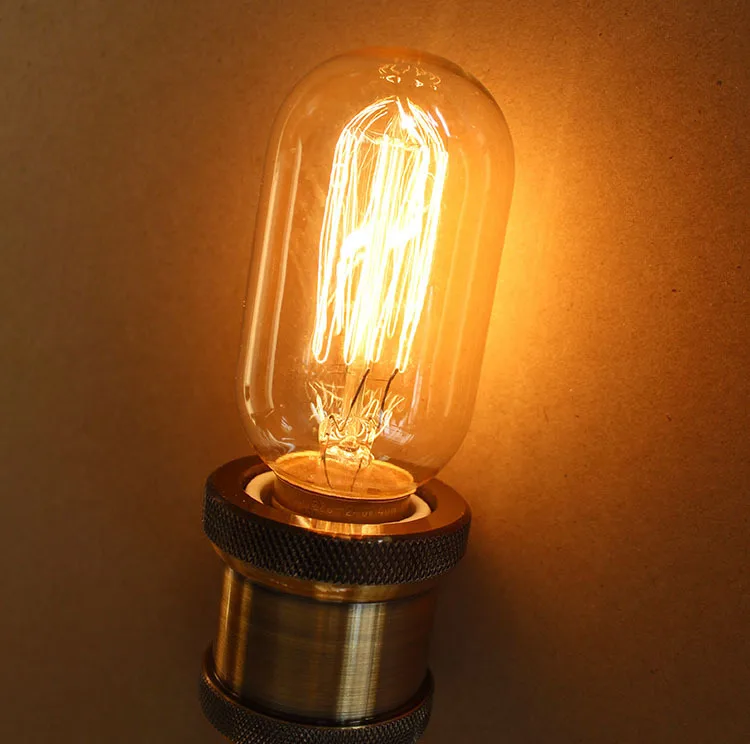 T45 прямой линией Edison ЛАМПЫ Винтаж ретро DIY Стекло светодиодный спиральная нить лампы 40 W E27/E26 110 V/220 V подвесной светильник
