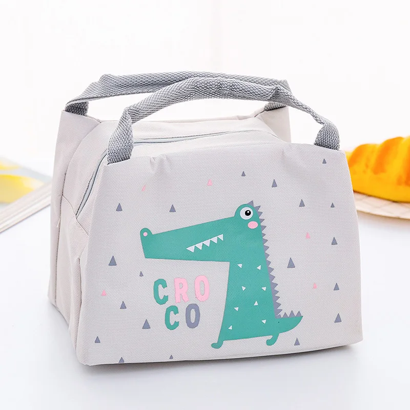 Baby Food Insulation Bag Portable Waterproof Thermal Oxford Lunch Bags Convenient Leisure Cute Cartoon Picnic Tote - Color: Crocodile
