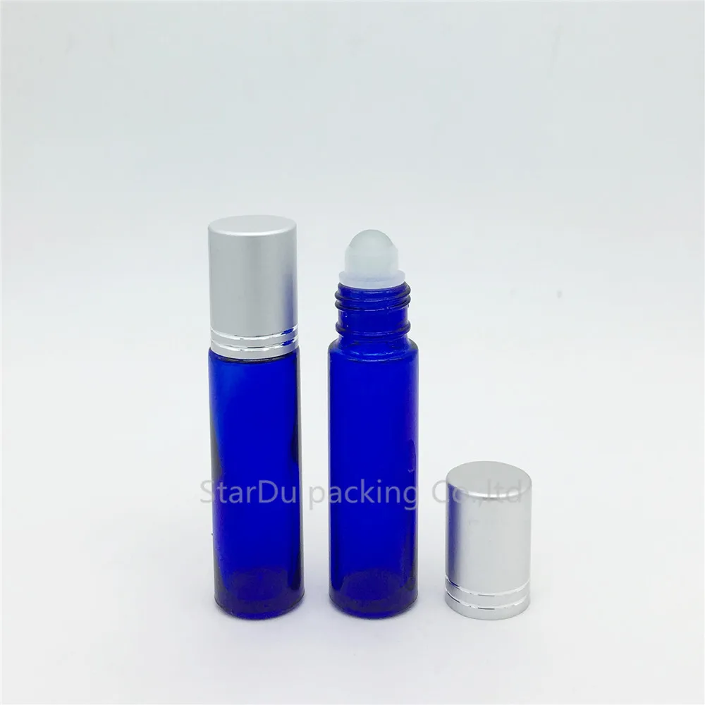 12pcs/lot 10ml Blue Roll On Perfume bottle, 10cc Blue Essential Oil Rollon bottles, Small Glass Roller Container